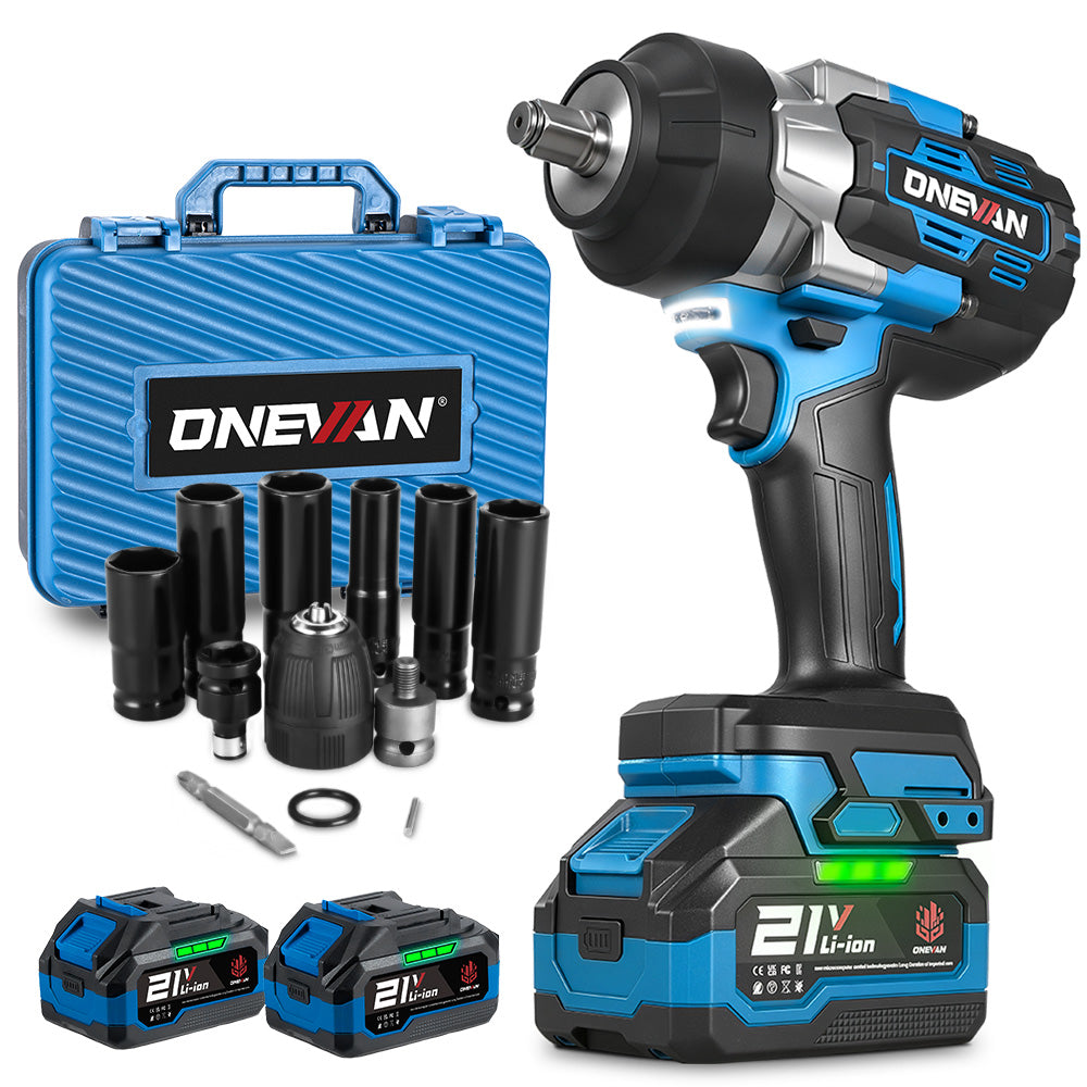 Chave de impacto elétrica sem escova ONEVAN 1/2" 1200N.m | Para bateria Makita 18V