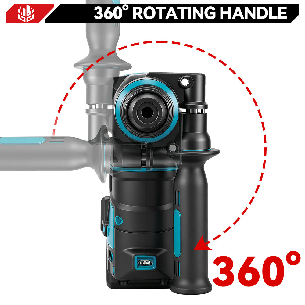 Taladro percutor rotativo sin escobillas ONEVAN de 24 mm - Perforación de hormigón y madera | Para batería Makita de 18 V