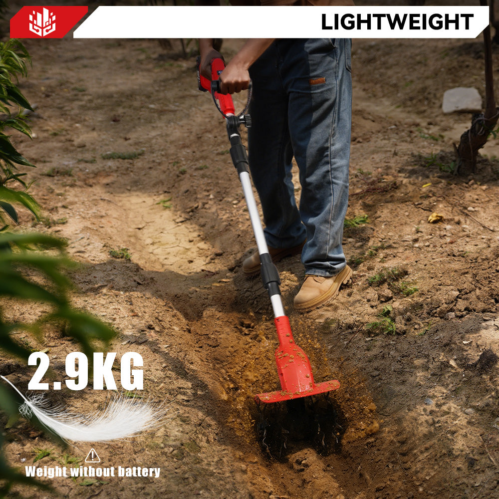 ONEVAN Cordless Brushless Tiller – 3-Fold Design | Dual Blades | LED Display | For Makita 18V Battery
