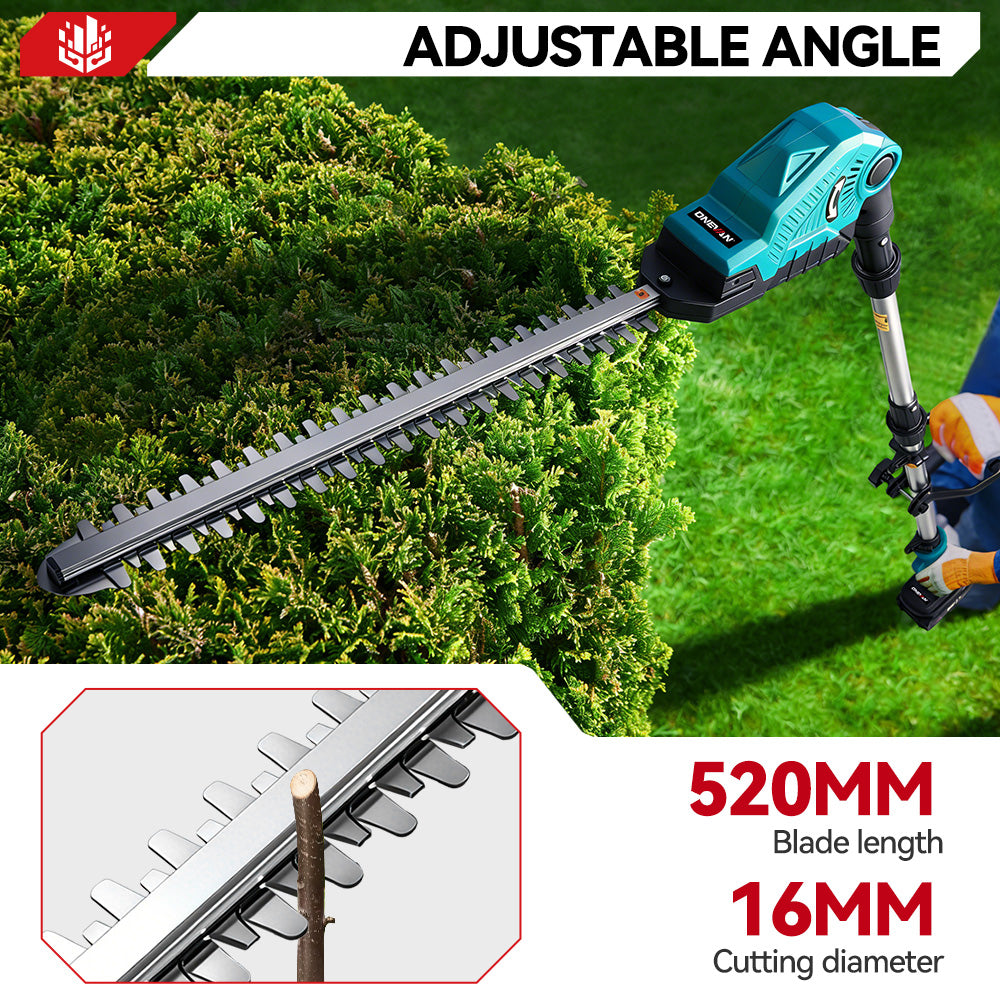 ONEVAN 20" Cordless Pole Hedge Trimmer (All-in-One) with Shoulder Strap & LED Display
