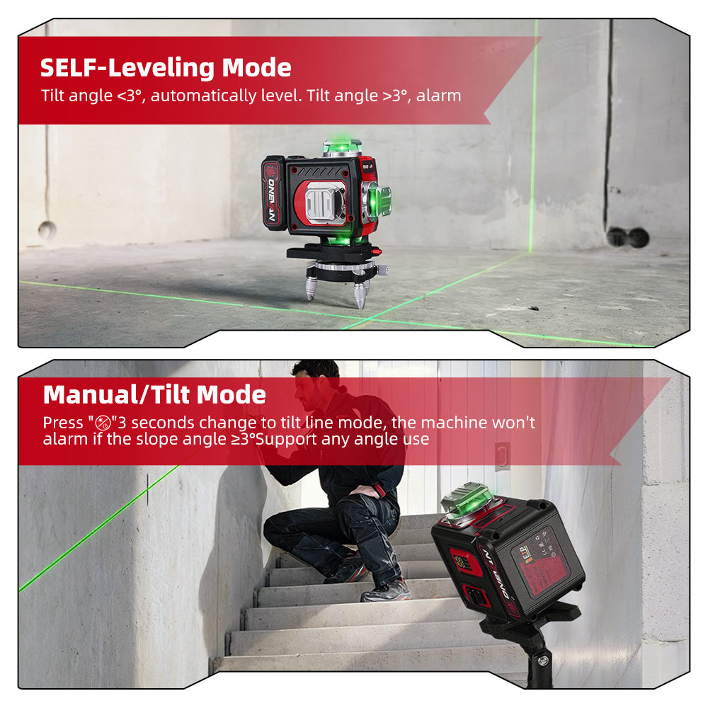 ONEVAN LK-822 16-Line 4D Laser Level | Digital Display | Rotatable Window & Base