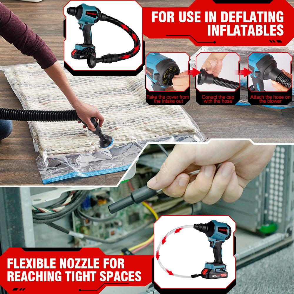 ONEVAN 1000W Multifunction Inflator Vacuum Cordless Dust Blower | For Makita 18V Battery