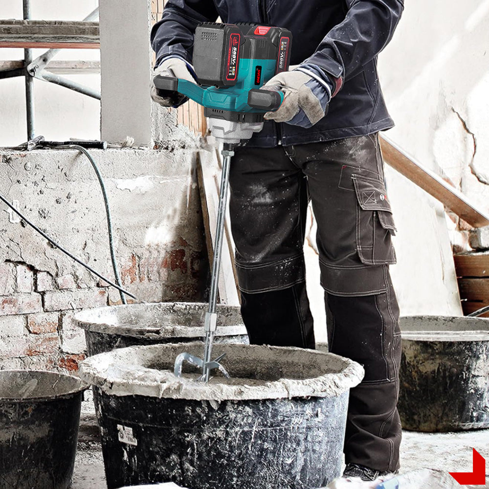 ONEVAN 6-Speed Cordless Brushless Concrete Mixer, LED Display | For Makita 18V Battery