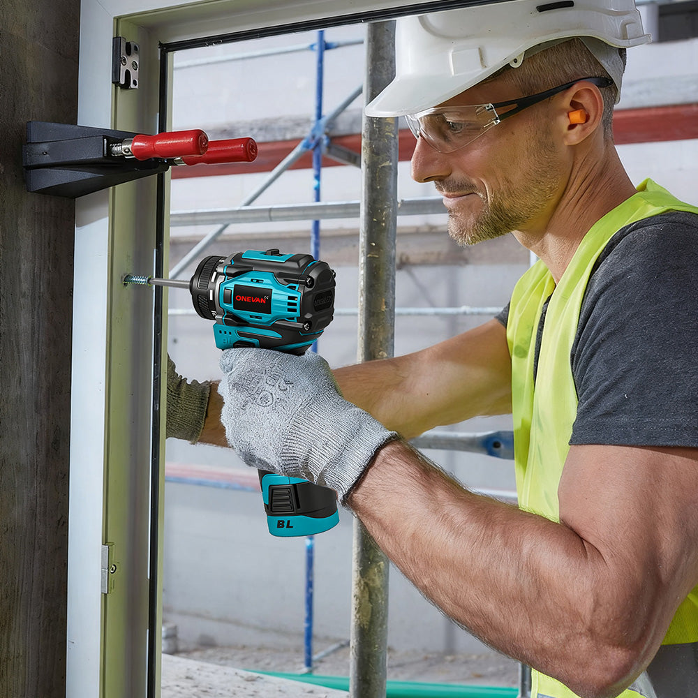 ONEVAN 16.8V Cordless Brushless Screwdriver Kit, 21+2 Torque Settings, 14-Piece Accessory Set