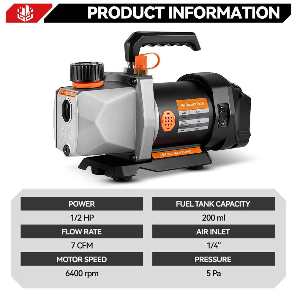 ONEVAN 7CFM 5PA Refrigerant Vacuum Pump for Car Household Air Conditioning | For Makita 18V Battery
