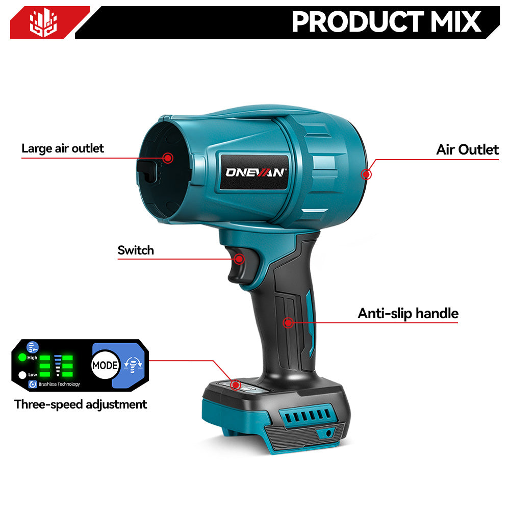 ONEVAN Brushless Ducted Turbo Fan Cordless Leaf & Snow Blower | For Makita 18V Battery