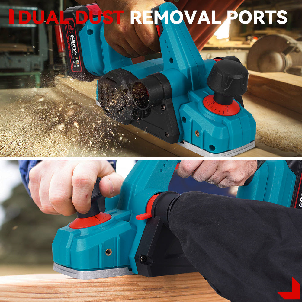 ONEVAN Cordless Electric Planer Dual Dust Ports | For Makita 18V Battery