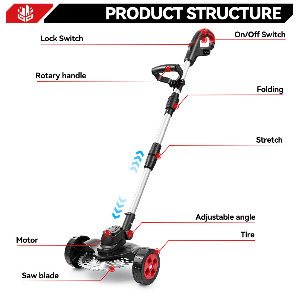 ONEVAN 9" Cordless Brushless Lawn Mower Kit with Wheels – Adjustable 45° Head | For Makita 18V Battery