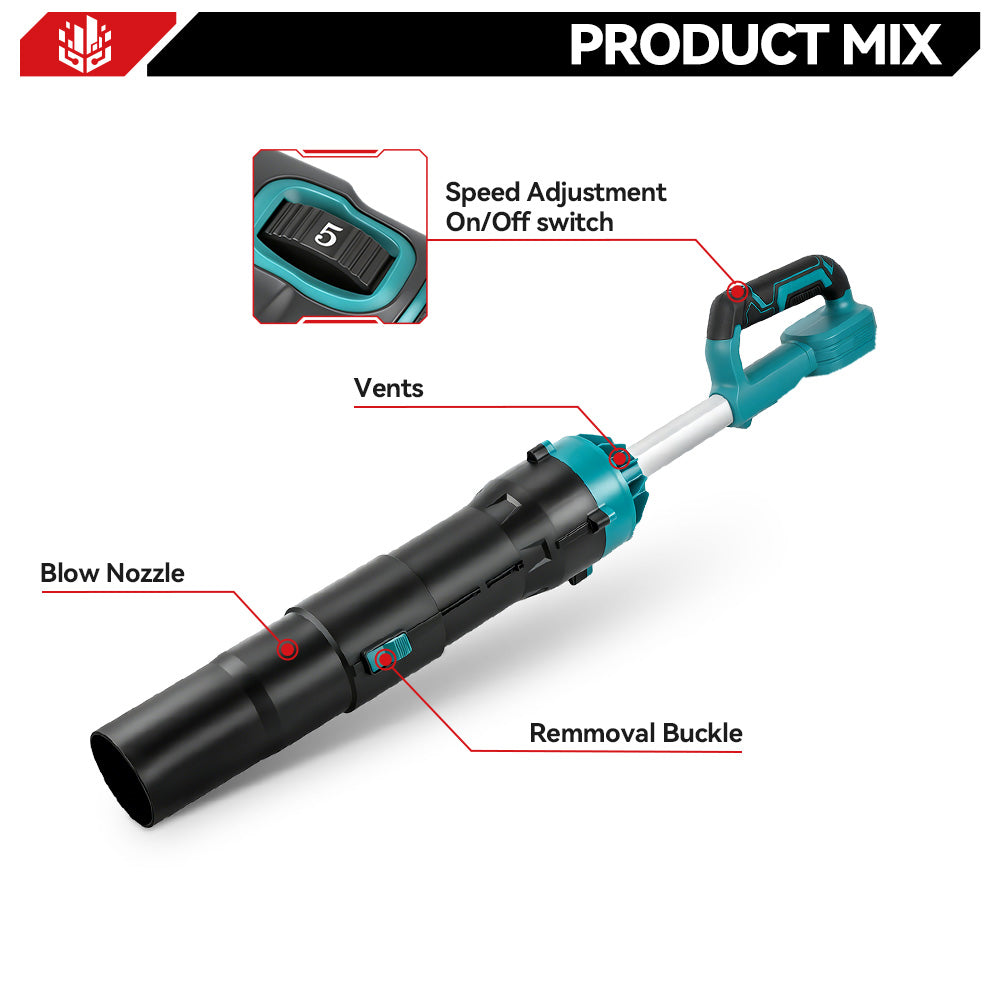 ONEVAN Brushless Turbo Jet Blower Fan – 180M/S High-Speed Detachable Car Dryer & Dust Blower | For Makita 18V Battery