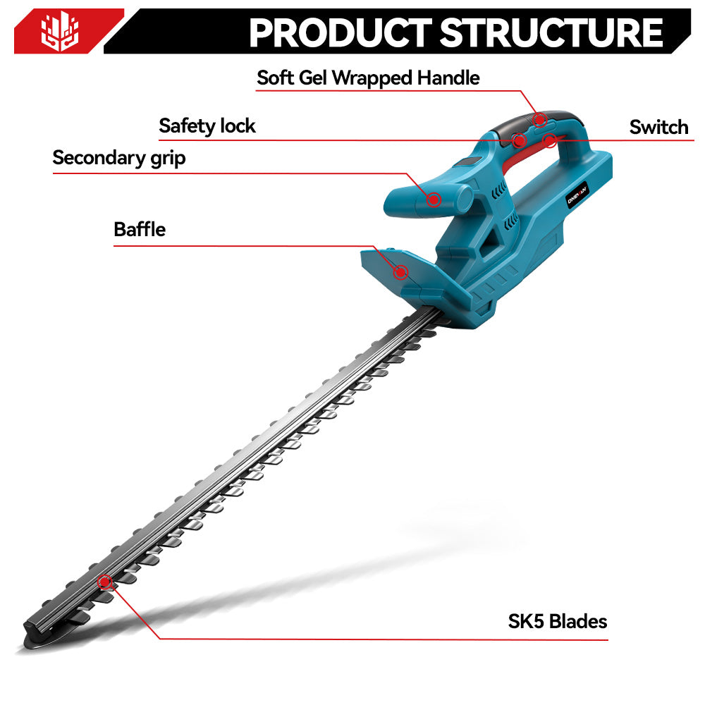 ONEVAN 20 Inch Cordless Hedge Trimmer Compatible with Extension Pole