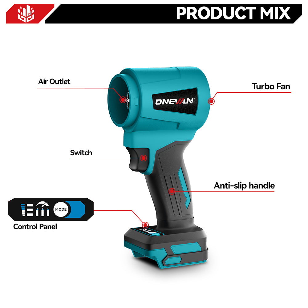 ONEVAN Brushless Ducted Turbo Fan Cordless High-Pressure Snow Blower | For Makita 18V Battery