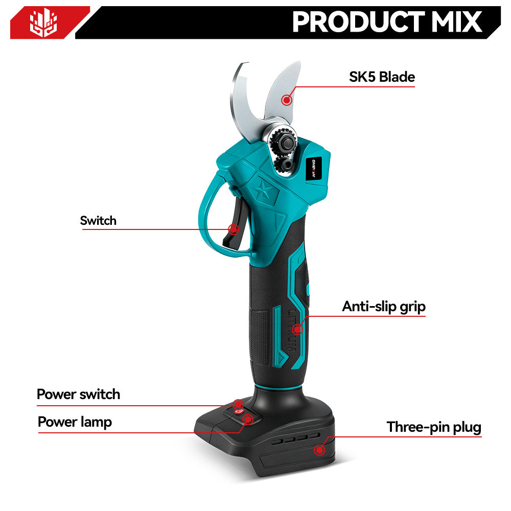 ONEVAN 30mm Brushless Electric Pruning Shear Compatible with Extension Pole