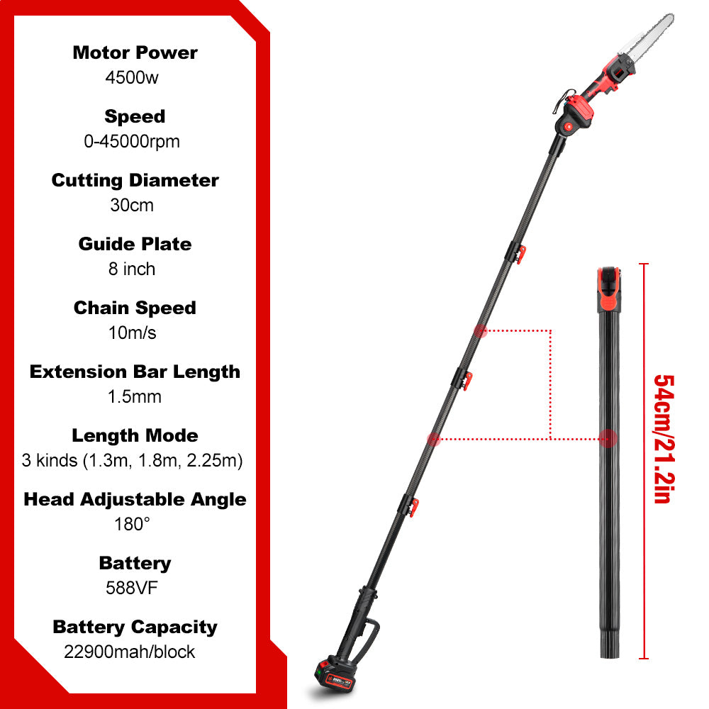 ONEVAN 30-mm- und 50-mm-Gartenschere | 8-Zoll-Kettensäge und 8-Zoll-Stangenkettensäge | 510-mm-Akku-Heckenschere, 5-teiliges Kombi-Set