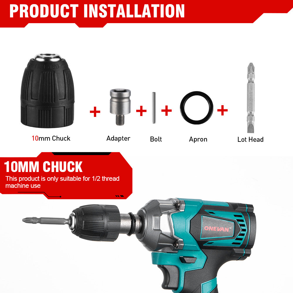 ONEVAN 12Pcs Set Electric Impact Wrench Hexs Socket Adapter Kit