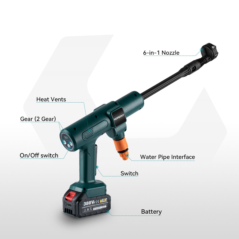 ONEVAN 3500W 200Bar Brushless Electric High Pressure Car Washer | For Makita 18V Battery