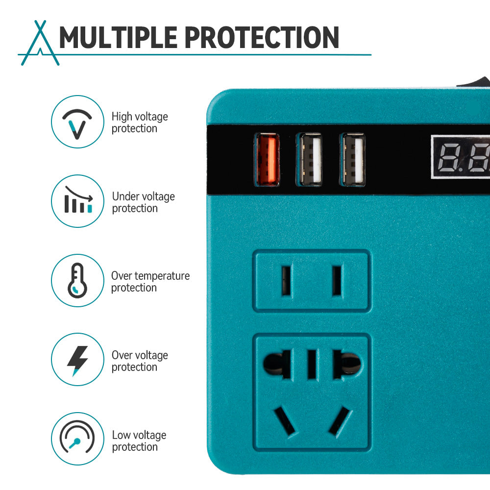 ONEVAN 120W Power Inverter DC 18V To 220V Inverter Adapter For Home Appliances For Makita 18V Battery