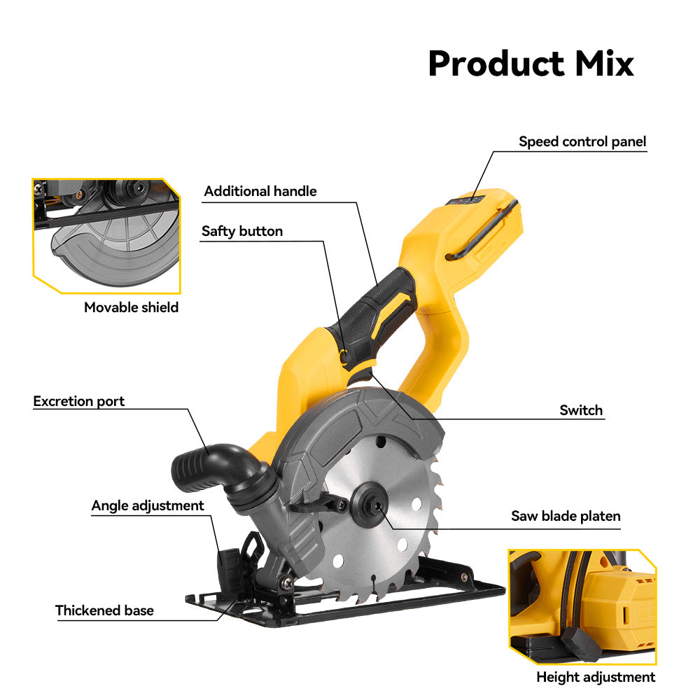 ONEVAN 150mm 6 Inch Cordless Brushless Handheld Multi-function Circular Saws | For Makita 18V Battery