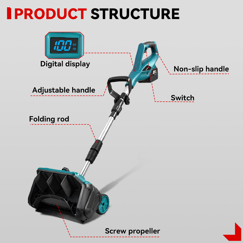 ONEVAN Brushless Cordless Snow Shovel Foldable with Wheels | For Makita 18V Battery