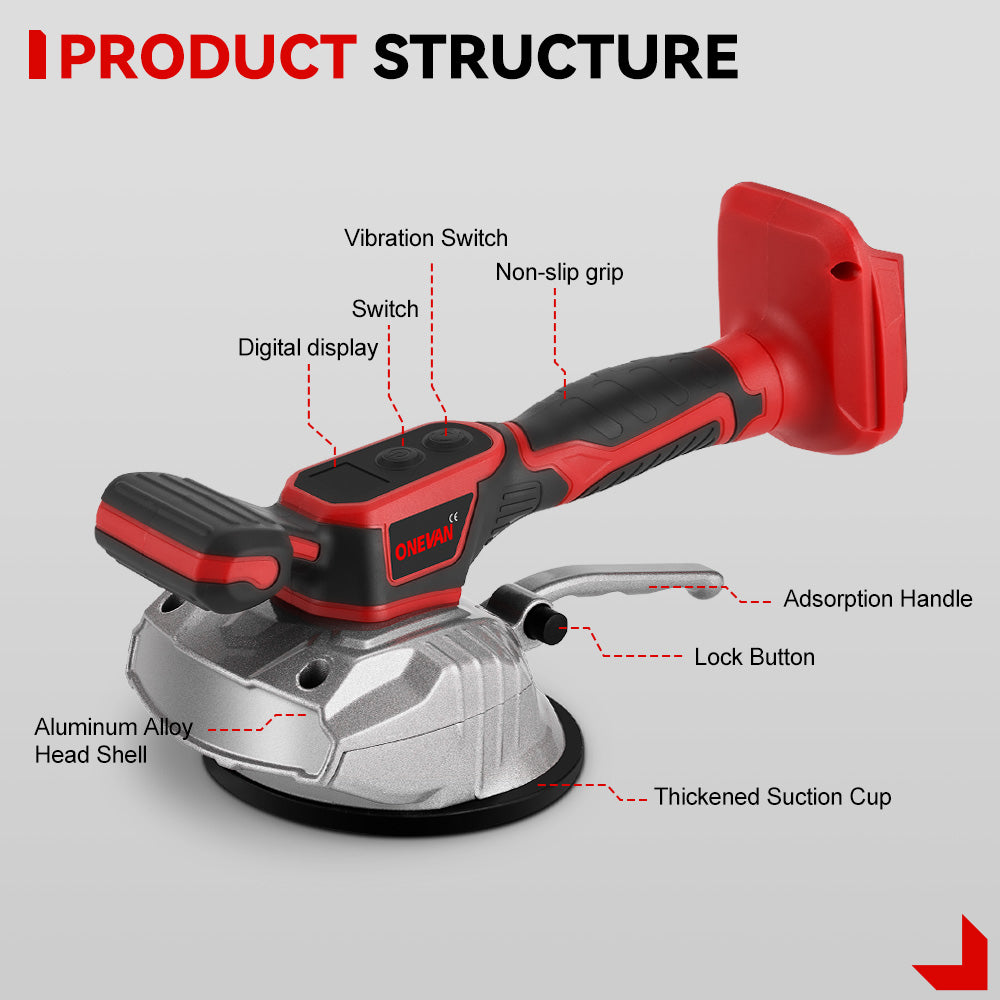 Niveladora de azulejos automática inalámbrica de 8 velocidades ONEVAN con vibración | Para batería Makita de 18 V