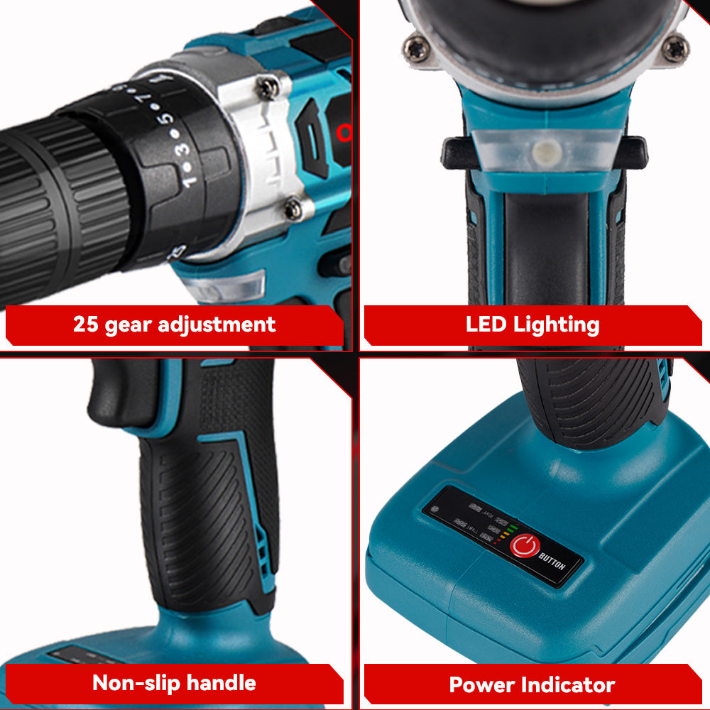 ONEVAN 450N·m Brushless Cordless Impact Drill 25+3 Torque | For Makita 18V Battery