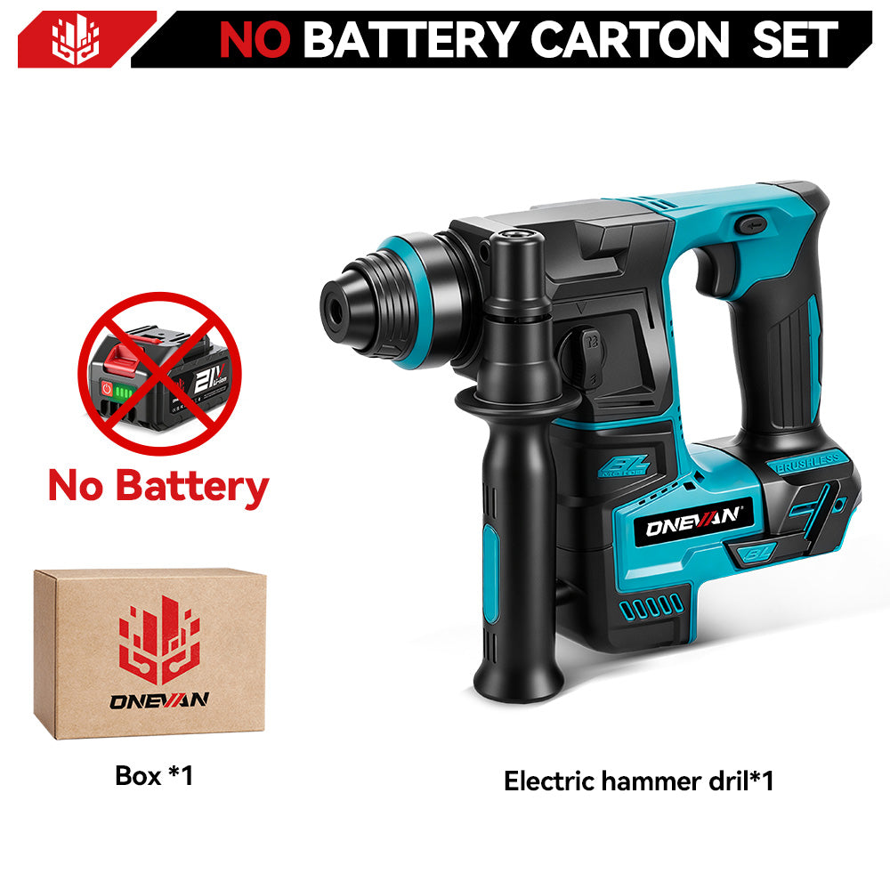 Taladro percutor rotativo sin escobillas ONEVAN de 24 mm - Perforación de hormigón y madera | Para batería Makita de 18 V