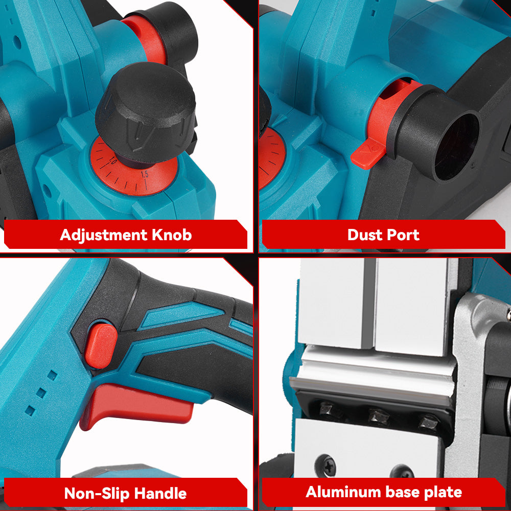 ONEVAN Cordless Electric Planer Dual Dust Ports | For Makita 18V Battery