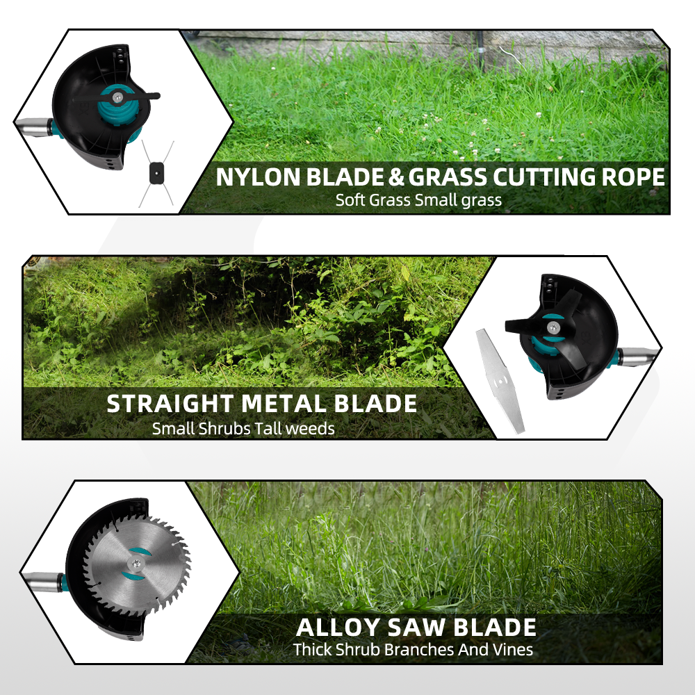 ONEVAN 300W Cordless Lawn Mower Brushed String Trimmer Foldable Brushcutter | For Makita 18V Battery