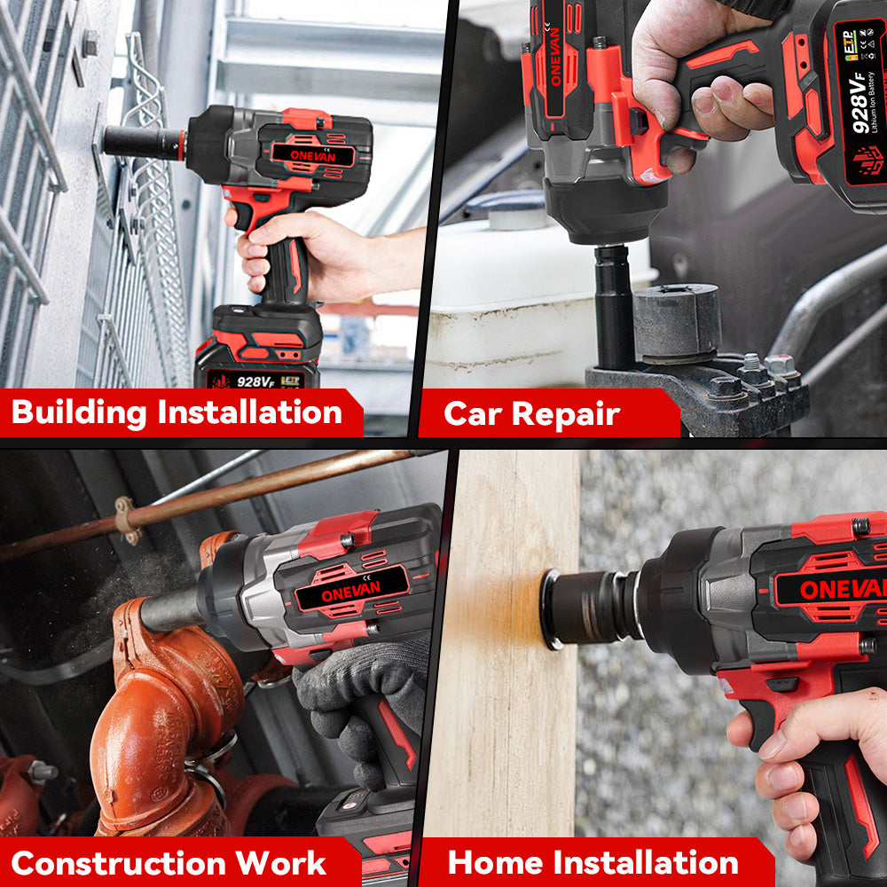 ONEVAN Chave de Impacto Sem Fio 1/2" 2800N·m com Escova (Atualização da Bateria 928VF – Maior Duração) | Compatível com Baterias Makita 18V
