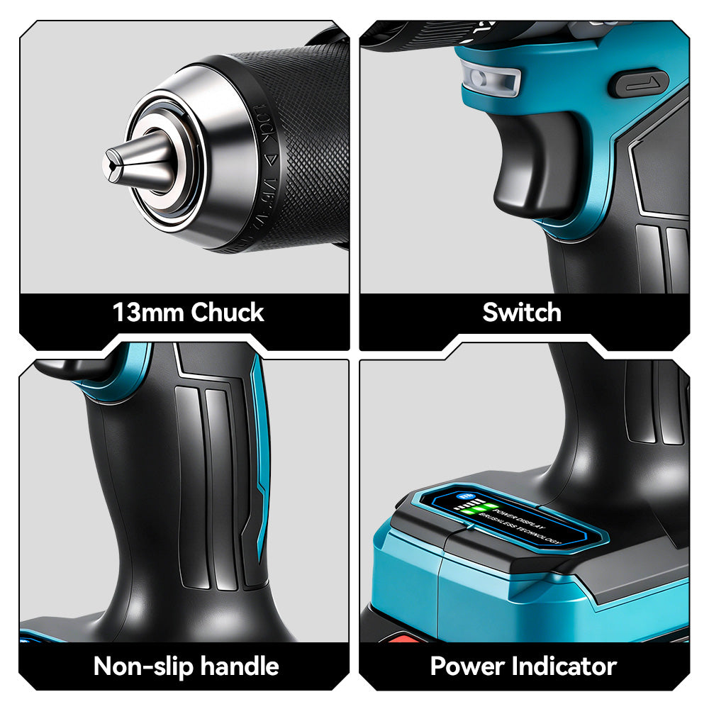 ONEVAN 140N·m 13mm Brushless Cordless Drill 20+3 Torque | For Makita 18V Battery