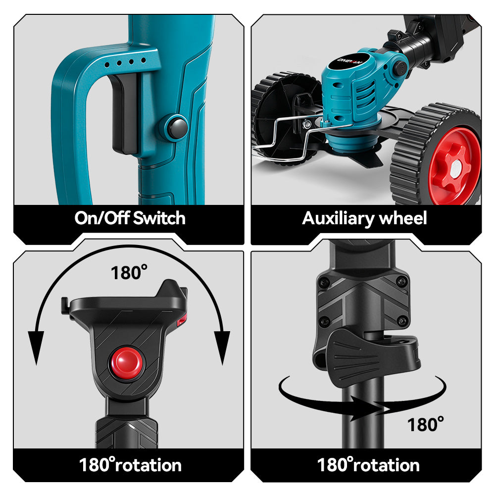 ONEVAN 3-in-1 Cordless Lawn Mower Kit with Blower & Extension Pole | 14cm Cutting Diameter