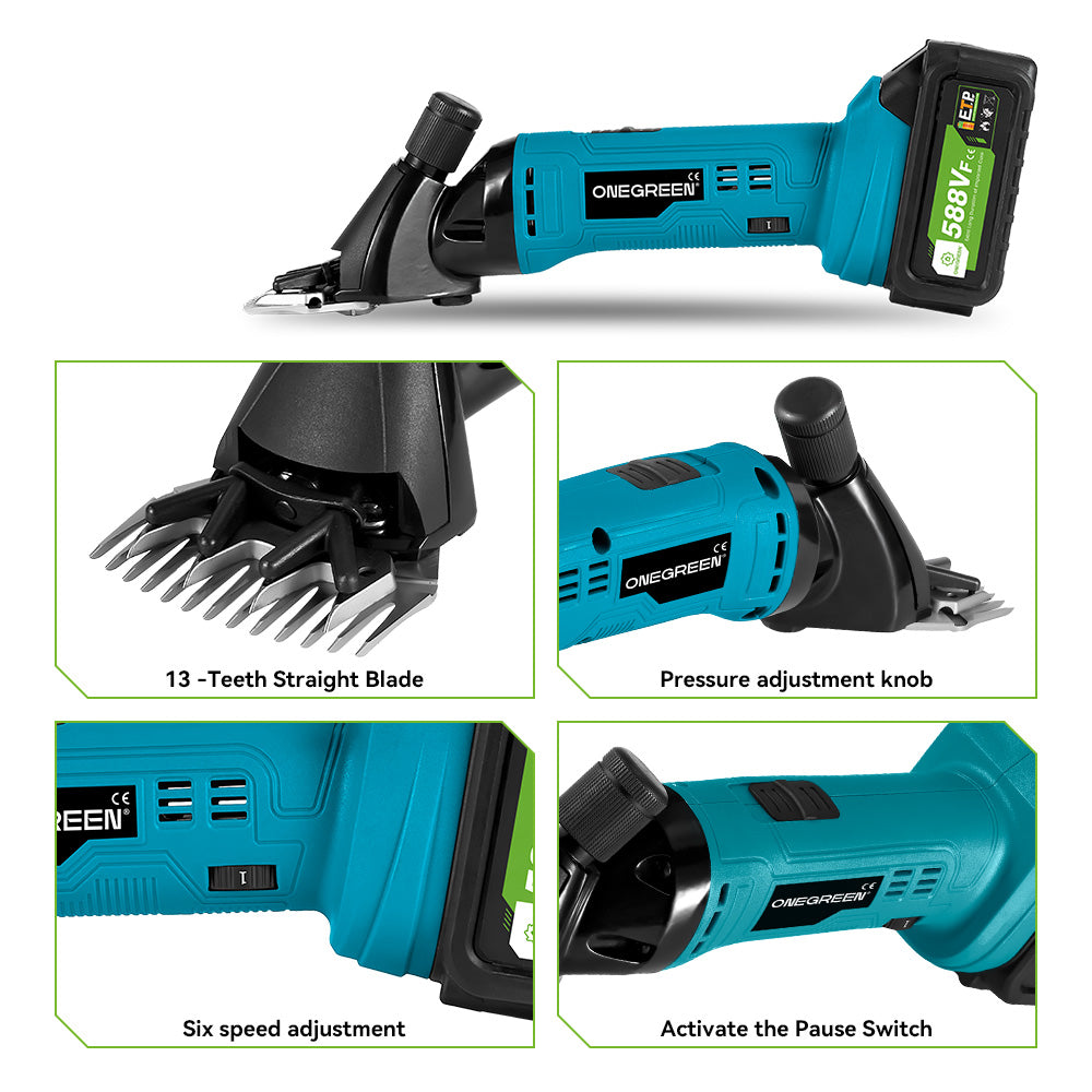 ONEVAN Cordless 6 Speed 13 Teeth Sheep Shears | For Makita 18V Battery