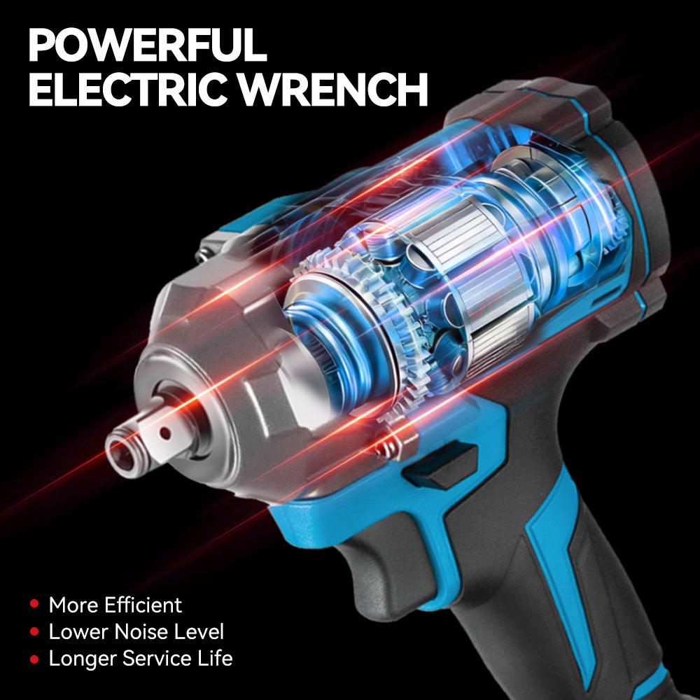 Conjunto de Chaves de Impacto Sem Fio e Sem Escovas ONEVAN de 1/2" e 1200 N·m – Kit com 44 Peças | Para Bateria Makita de 18 V