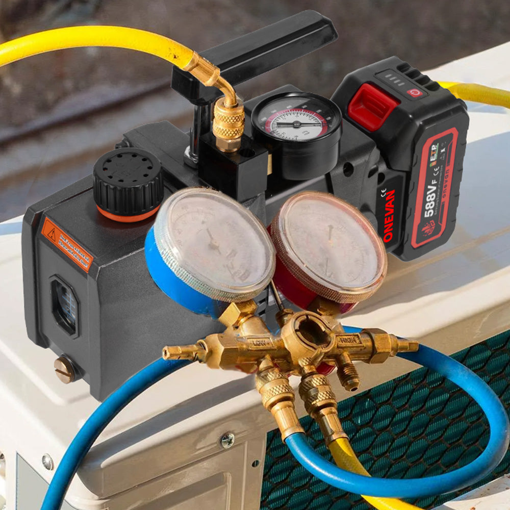 ONEVAN Brushless Cordless Single-Stage Vacuum Pump for Automotive AC Refrigeration Repair | For 18V Makita Battery