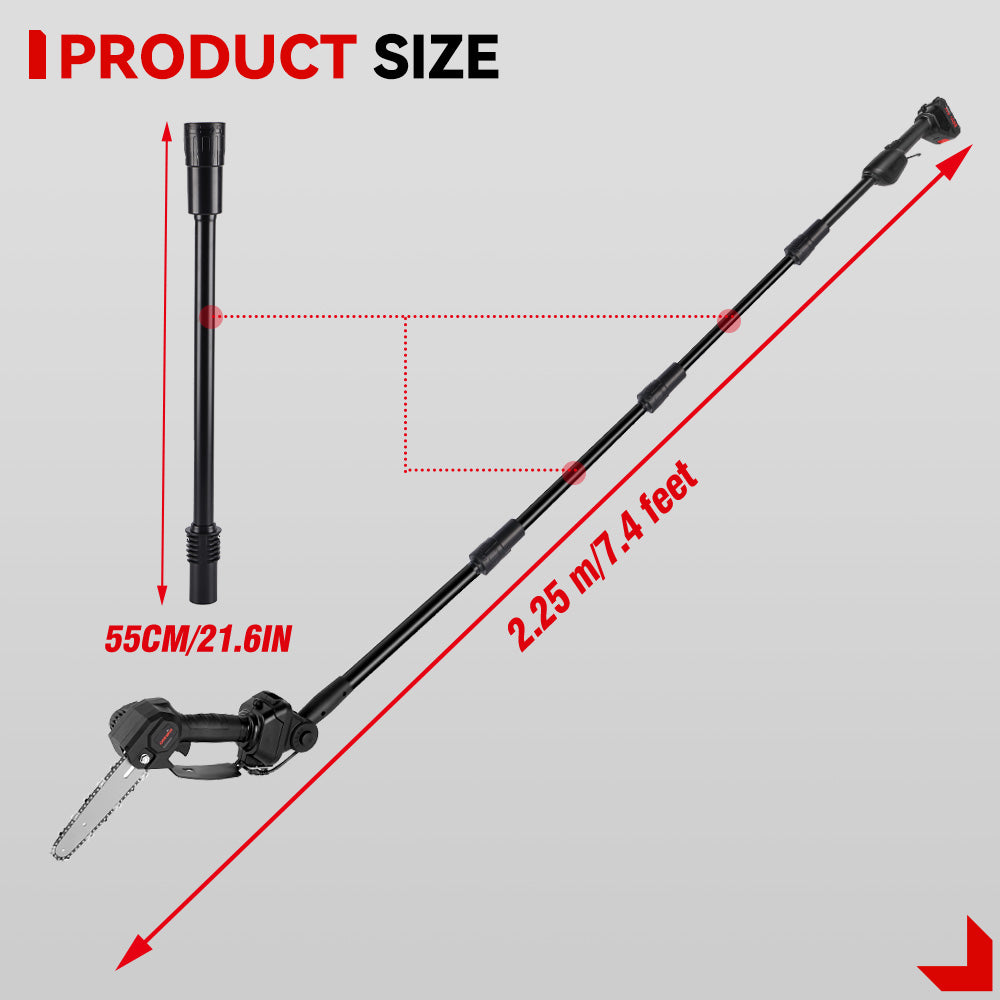 Motosierra telescópica inalámbrica ONEVAN de 6" (1,3-2,25 m) | Para batería Makita de 18 V