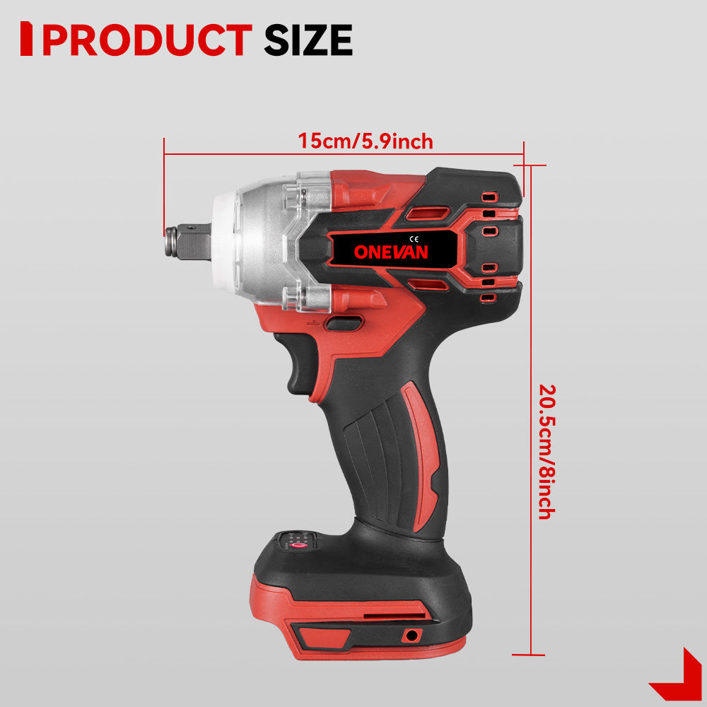 ONEVAN 1/2" 520N·m Cordless Impact Wrench (Includes 12 Accessories) | For Makita 18V Battery