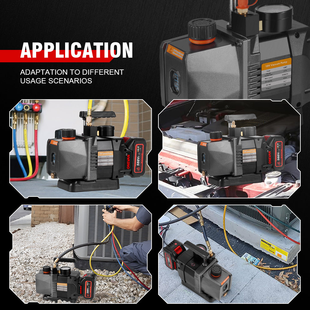 ONEVAN Brushless Cordless Single-Stage Vacuum Pump for Automotive AC Refrigeration Repair | For 18V Makita Battery