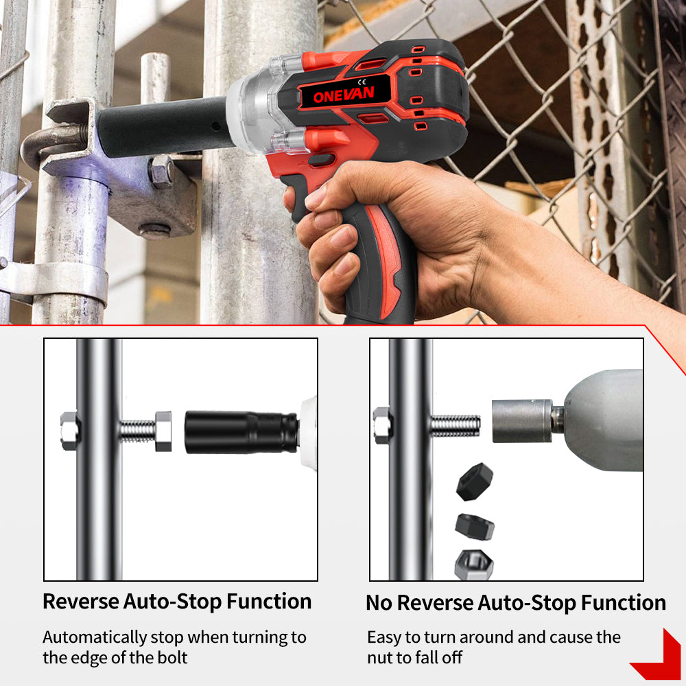 ONEVAN 1/2" 520N·m Cordless Impact Wrench (Includes 12 Accessories) | For Makita 18V Battery