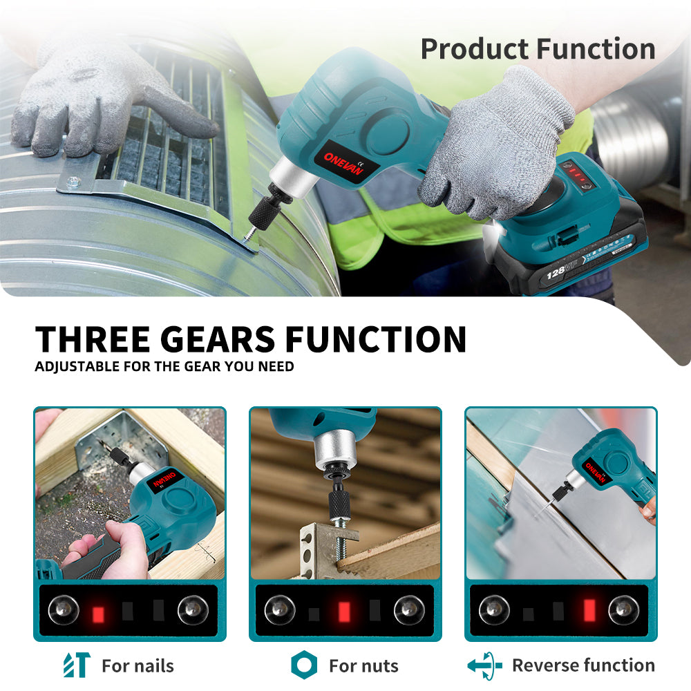 ONEVAN 20V Brushless Cordless Electric Auto Hammer | For Makita 18V Battery