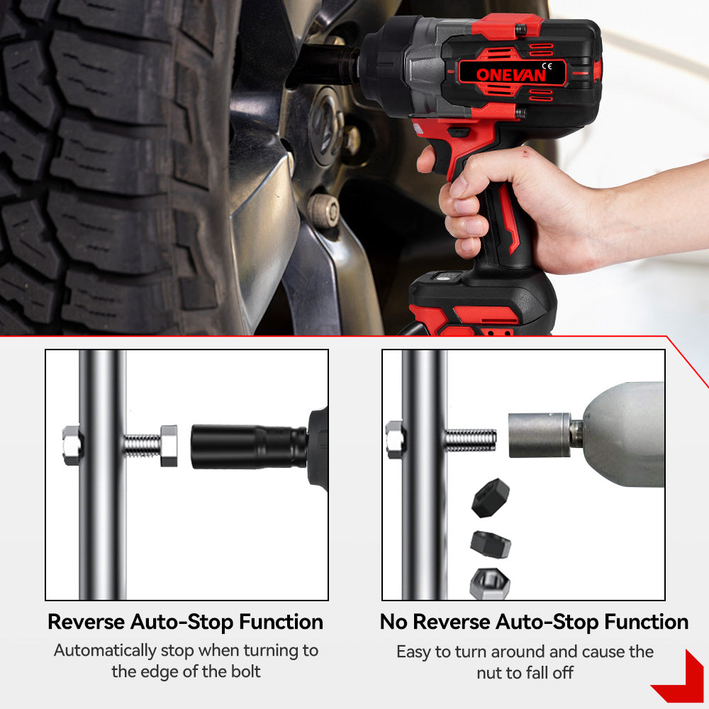 ONEVAN Chave de Impacto Sem Fio 1/2" 2800N·m com Escova (Atualização da Bateria 928VF – Maior Duração) | Compatível com Baterias Makita 18V