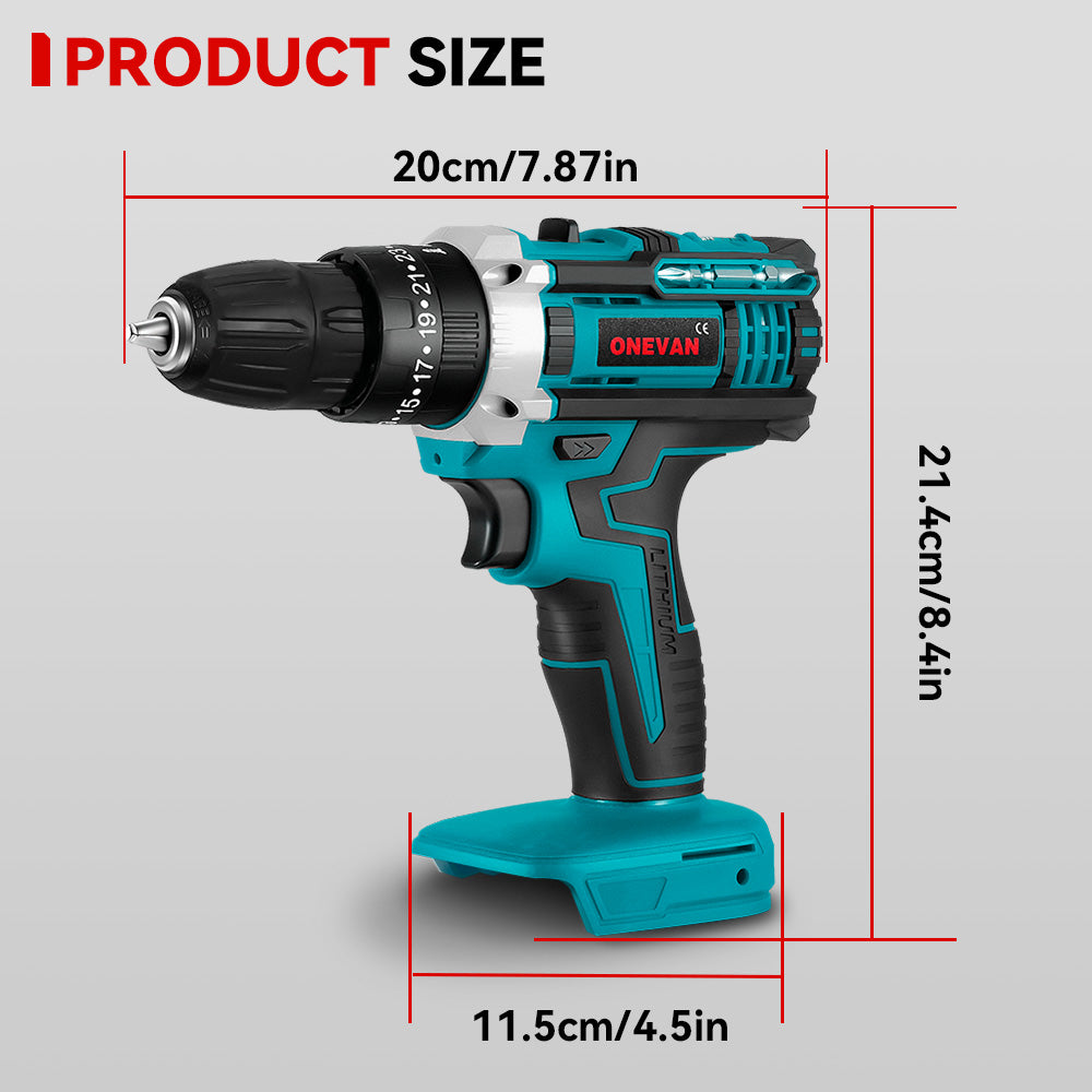 ONEVAN 10mm Cordless Impact Drill Electric Screwdriver Set With 24 Accessories | For Makita 18V Battery