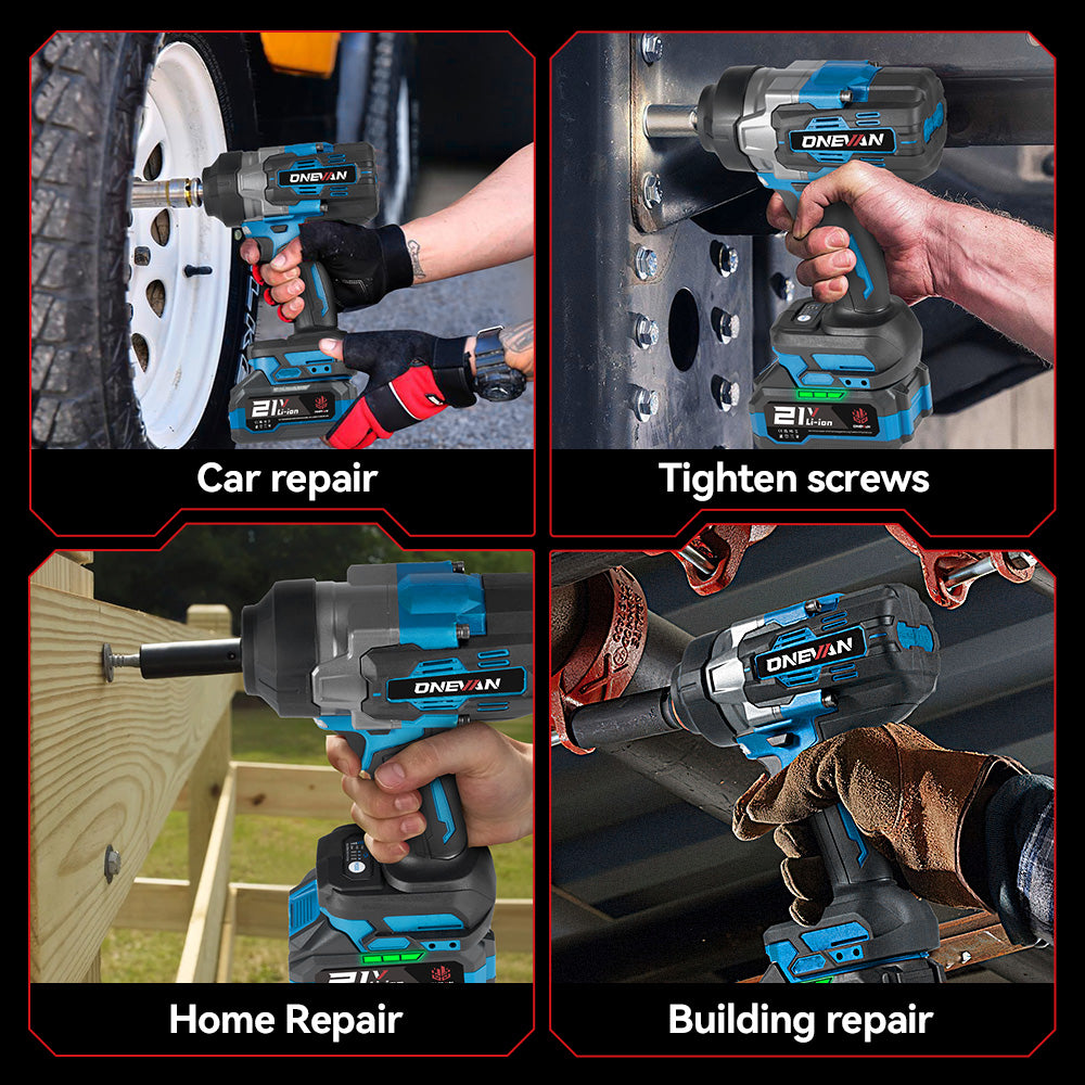 Chave de impacto elétrica sem escova ONEVAN 1/2" 1200N.m | Para bateria Makita 18V