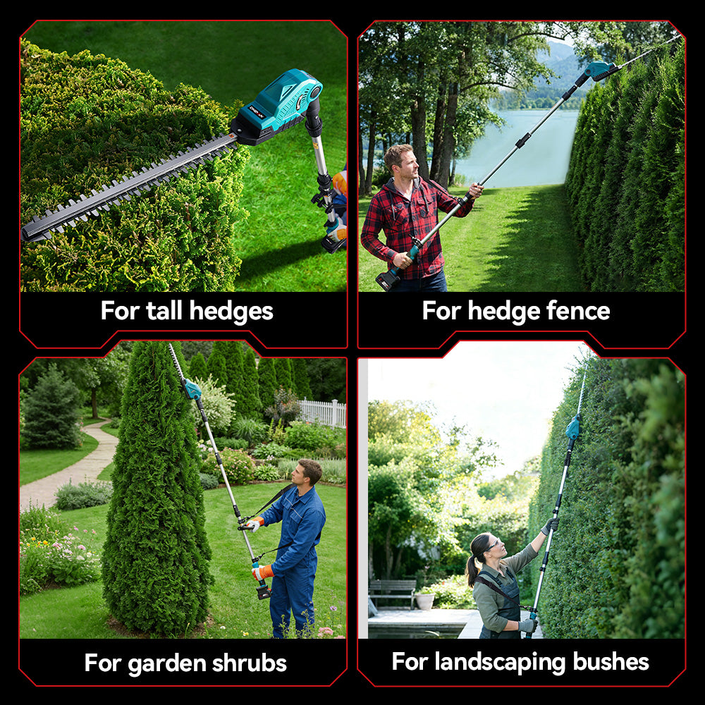 ONEVAN 20" Cordless Pole Hedge Trimmer (All-in-One) with Shoulder Strap & LED Display