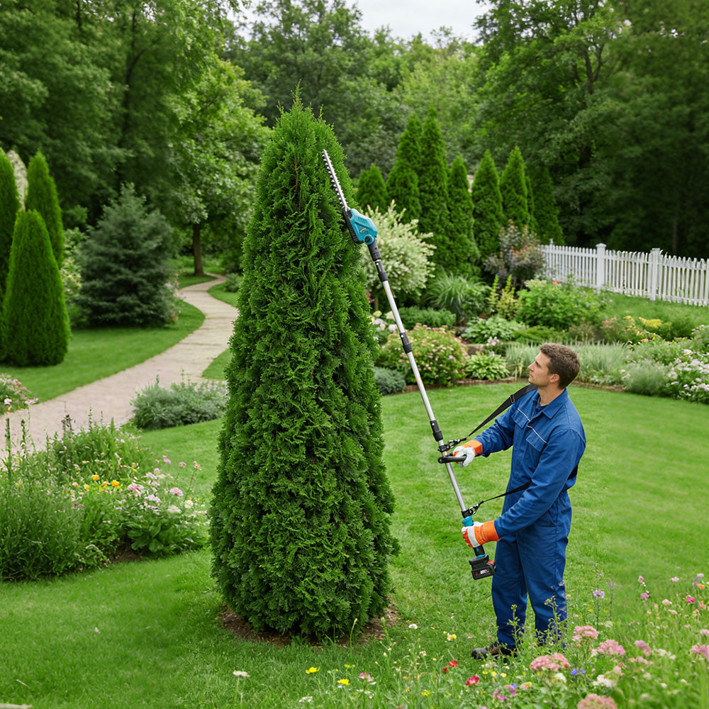 ONEVAN 20" Cordless Pole Hedge Trimmer (All-in-One) with Shoulder Strap & LED Display