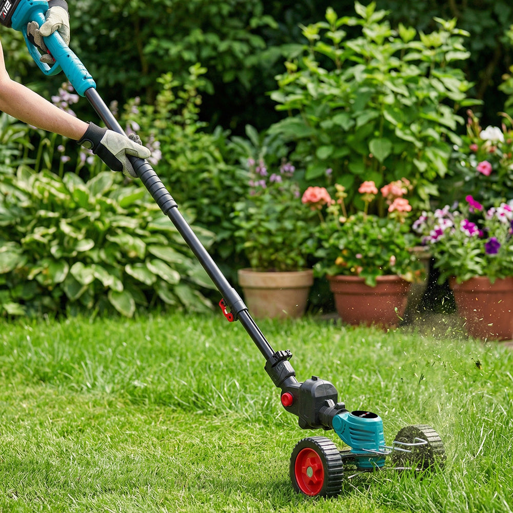 ONEVAN 3-in-1 Cordless Lawn Mower Kit with Blower & Extension Pole | 14cm Cutting Diameter