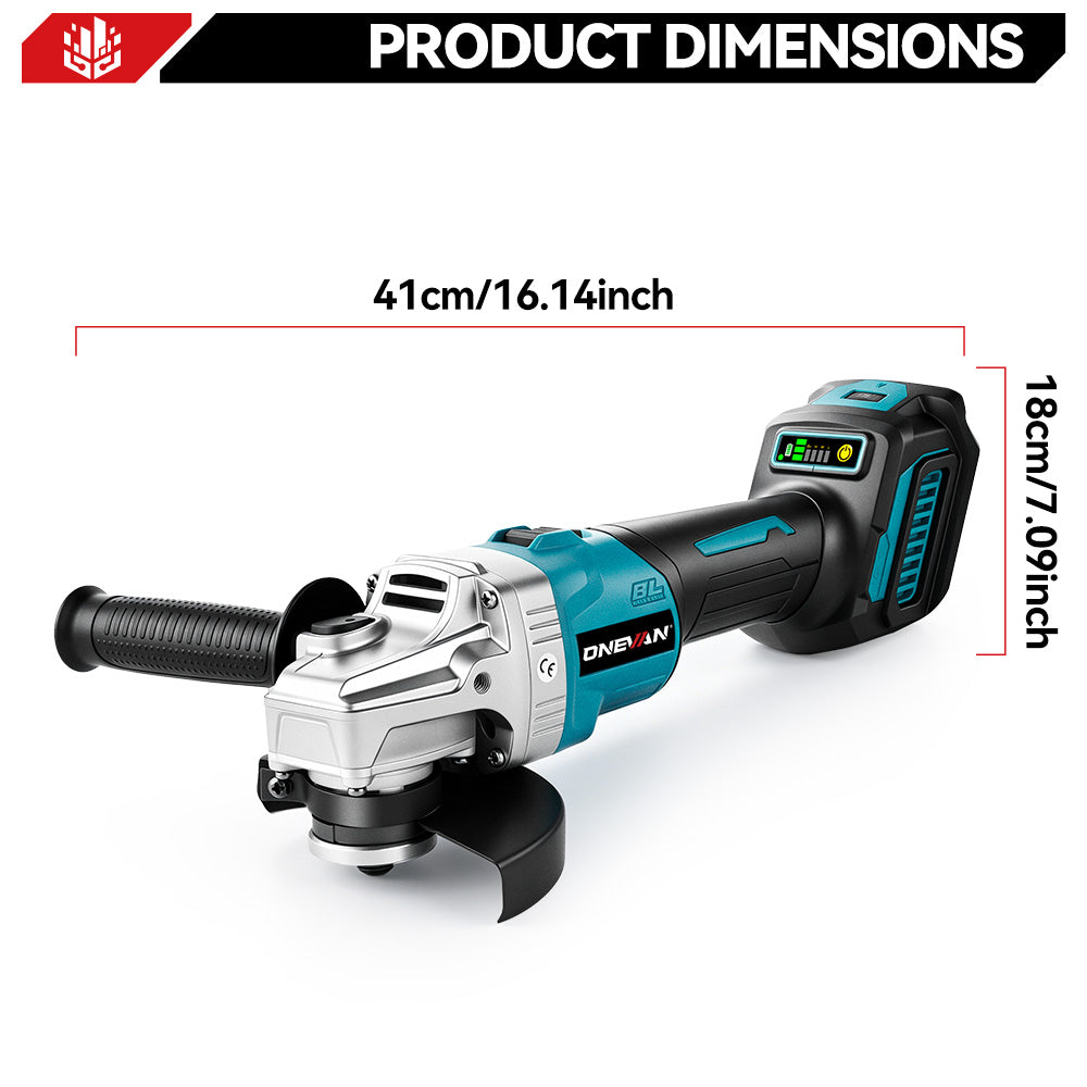 Amoladora angular inalámbrica ONEVAN de 125 mm y 6 velocidades | Para batería Makita de 18 V