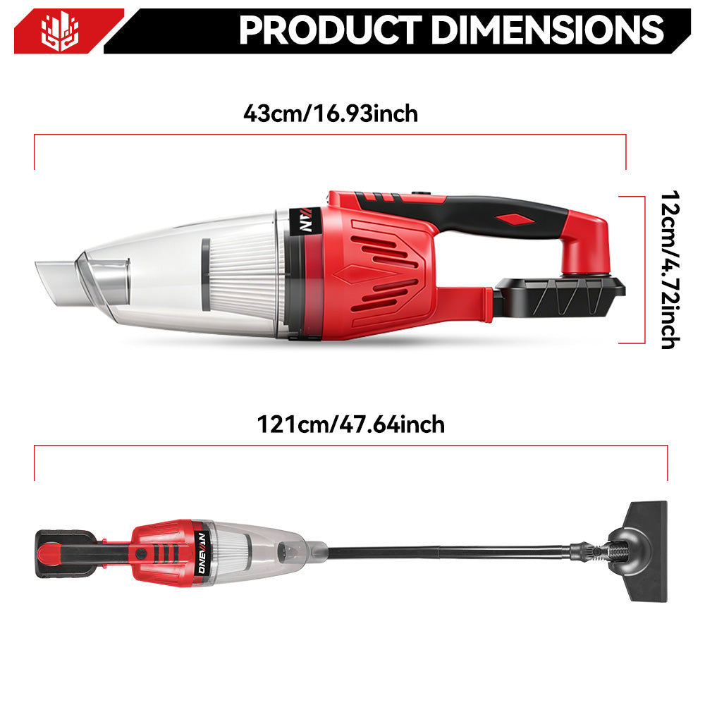 Aspiradora de mano inalámbrica ONEVAN de 0,6 l | Para batería Makita de 18 V