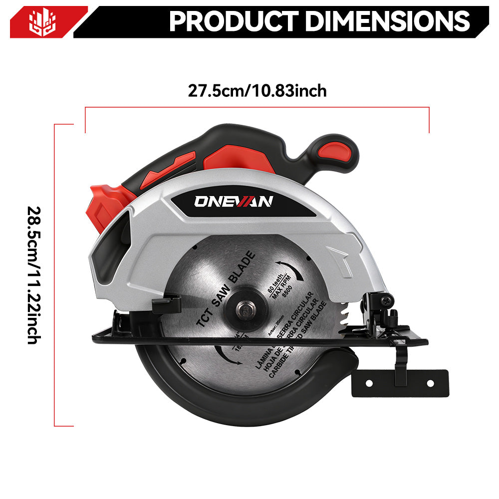 ONEVAN 180mm 7 Inch Brushless Cordless Circular Saw | For Makita 18V Battery