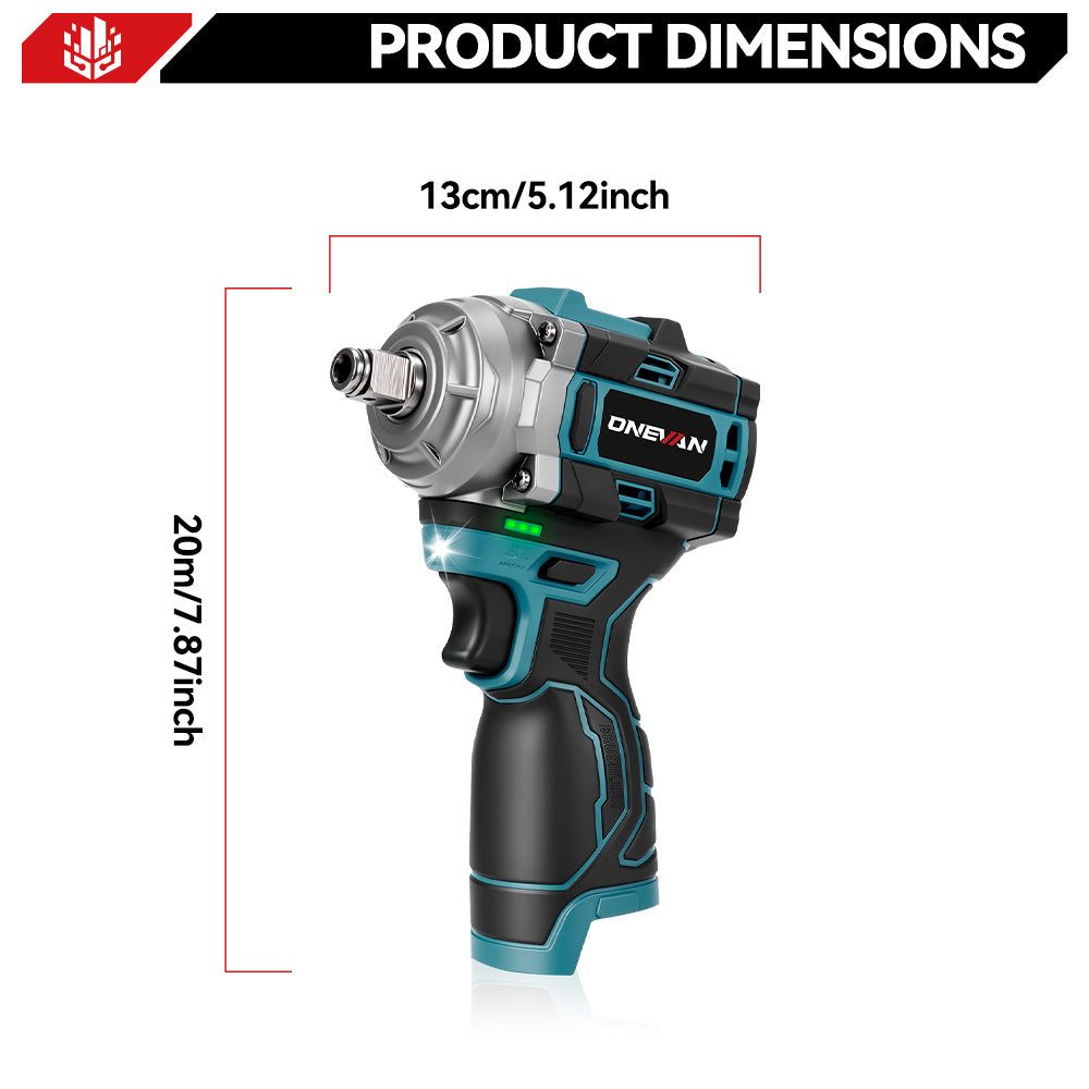 Llave de impacto inalámbrica ONEVAN de 16,8 V, 1/2", 290 N·m, sin escobillas, con 2 baterías y cargador