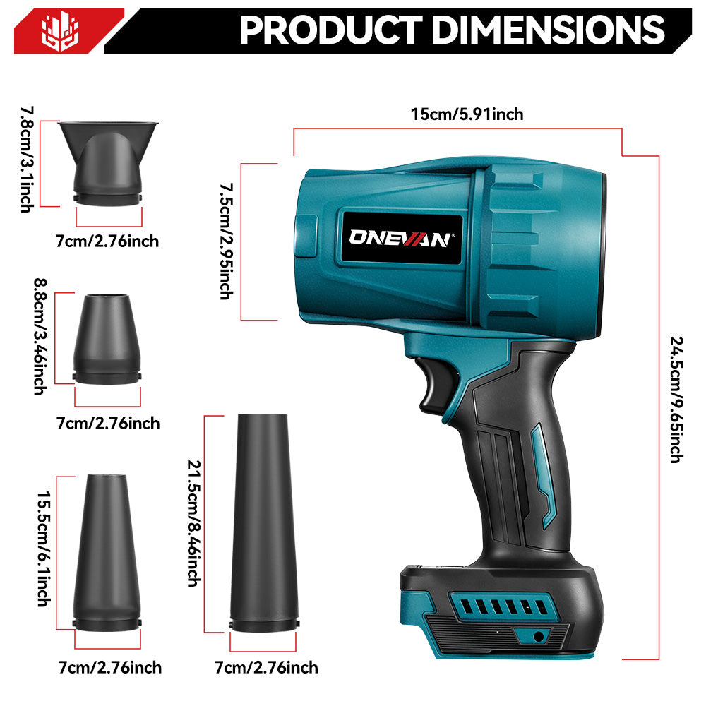 ONEVAN Brushless Ducted Turbo Fan Cordless Leaf & Snow Blower | For Makita 18V Battery