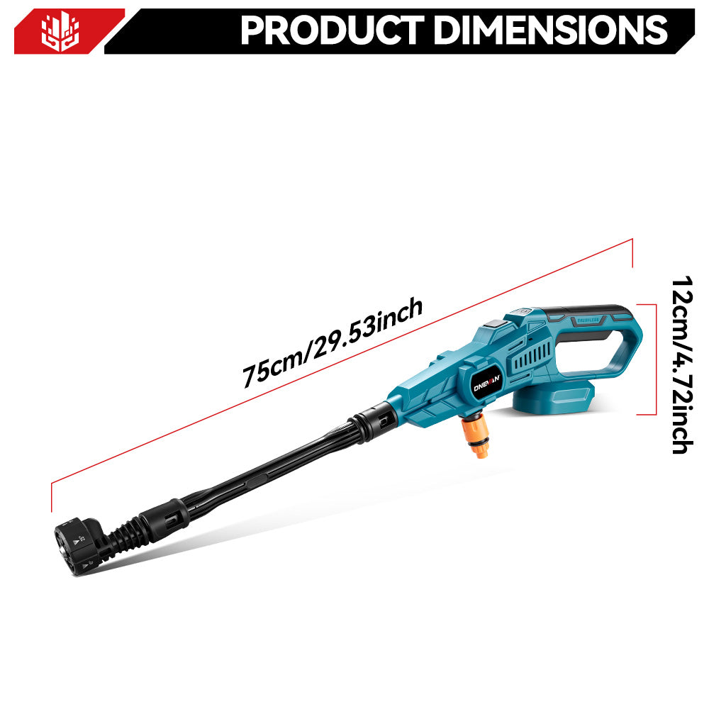 ONEVAN 12Bar (174 PSI) Brushless Electric Cordless Pressure Washer | For Makita 18V Battery
